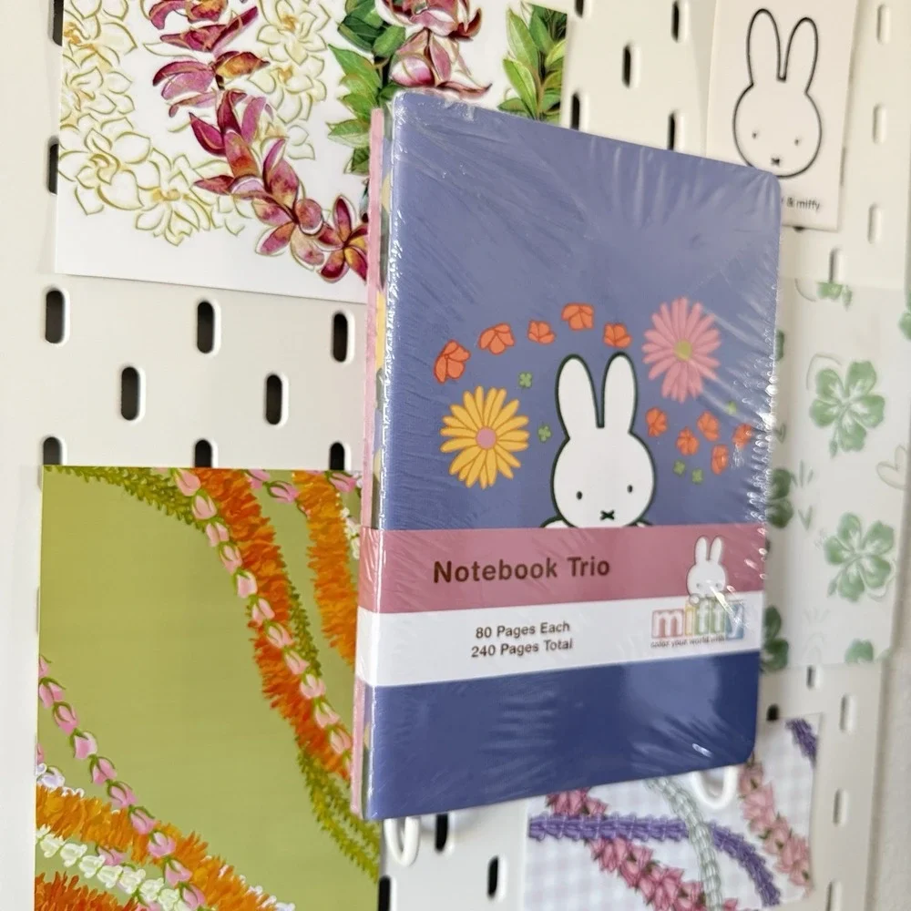 NEW Miffy Pink Green Floral Notebooks Trio 3 Pack Journals 80 Lined Pages Each